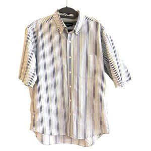 Austin Reed Striped Seersucker Short Sleeve‎ Shirt RN106523 Size Large